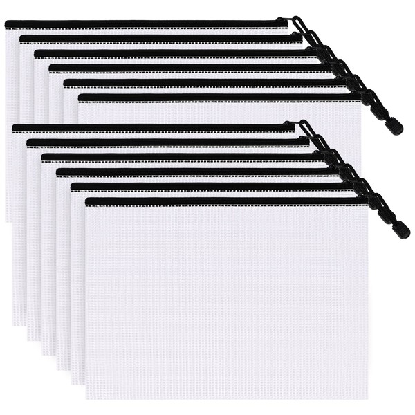 Pack of 12 B5 Zip Plastic Wallets, B5 Mesh Zip