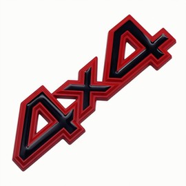 1pc 4X4 Car Tailgate Side Rear Trunk Metal Emblem Badge Decals Fit for Universal Car Truck SUV Pickup (Red Black)