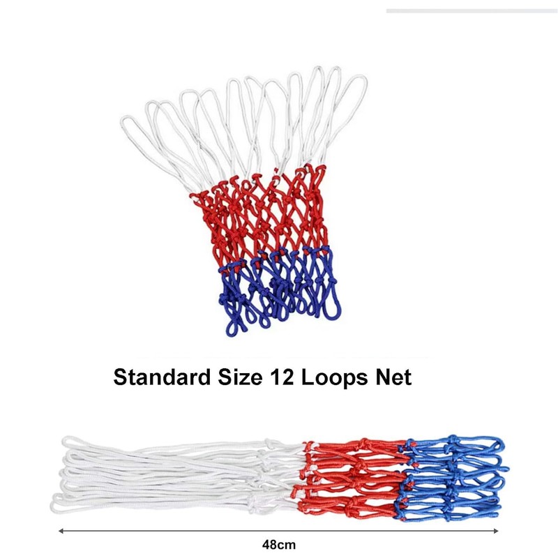 Weforu 2 Pack Heavy Duty Basketball Net, Red/White/Blue Nylon, 12