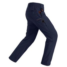 Rapoo Hiking Pants for Mens with Pockets Comfy Lightweight Waterproof Quick Dry Travel Track Outdoor Summer Camping Thin Fishing Work Cargo Pants Navy 38Wx30L