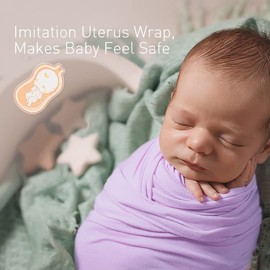 Knirose Swaddling Cloth Baby Muslin Baby Blanket Swaddle 120 x 120 cm Swaddling Blanket Muslin Cloths, Bamboo Cotton Baby Swaddling Cloths Blanket for Newborns Boys and Girls (Light Purple)