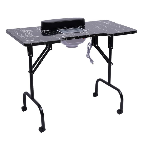 DYRABREST 36-inch Foldable Nail Table for Technician,Portable Manicures Desk Lockable