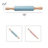 Silicone Rolling Pin for Baking With Thickness Rings Wooden Handle