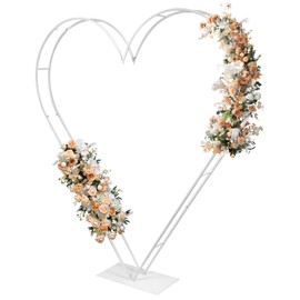 ZpigToor ZpigToor 7FT Metal Heart Arch Double Heart Shaped Balloon Stand Wedding Arch for Proposal Ceremony Valentine's Day Birthday Party Baby Shower Decoration (White)