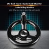 Black Round 3 Spoke Hand Wheel with Rotary Handle for