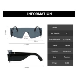 Rimless Square Sunglasses Women Rectangle Sun Glasses Female Shades One Piece Eyewear,orange brown,one size