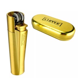 Clipper 1 Brand New Shiny Gold Fixed Flame Clipper Collection Lighter With Gift Box