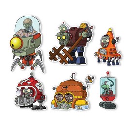 Plants vs. Zombies 2 Wall Decals: Special Far Future Zombie Set II (Six Zombies 5 to 6 inches Longest Side)