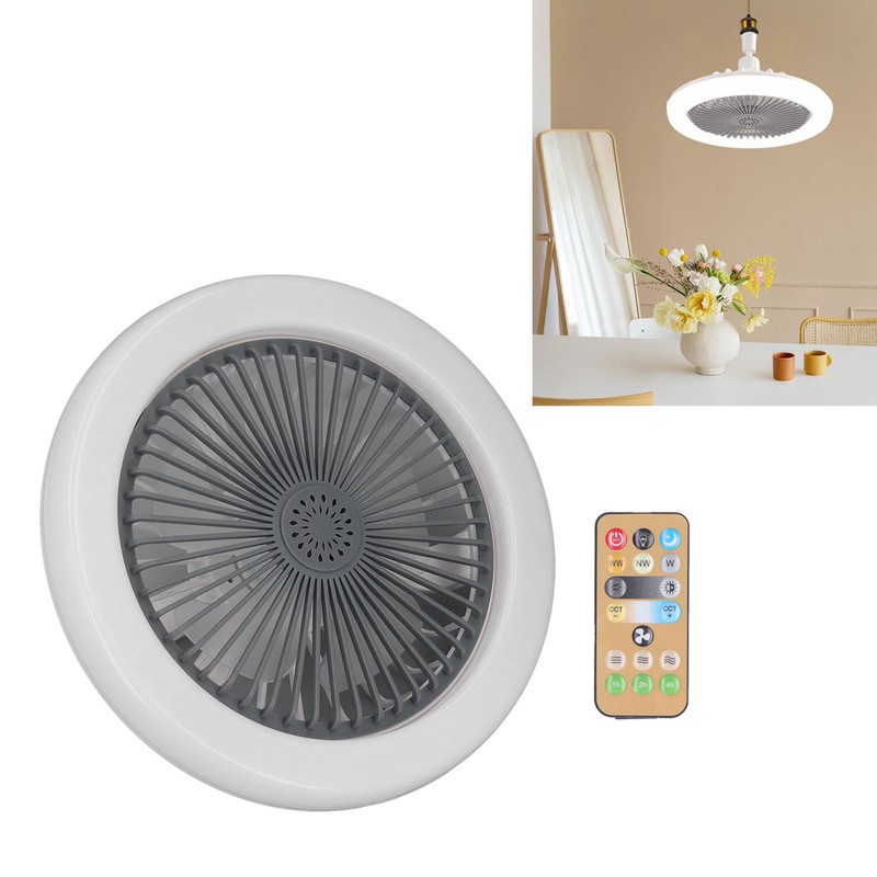 Small Ceiling Fan with Light Remote Control E27 Lamp Holder