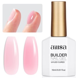 AILLSA Pink Builder Gel 7 In 1 Nude Hard Gel Polish for Nail Thickening Light Neutral Strengthener Gel Nail Polish Natural Color Sheer Extension U V Gel for French Manicure Base Coat Needed 0.51 Oz