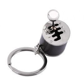 Zerone Llavero de Palanca de Cambios Automática Creativa, Llavero de Coche con Forma de Moneda de Aleación de Metal, Llavero de Regalo Negro