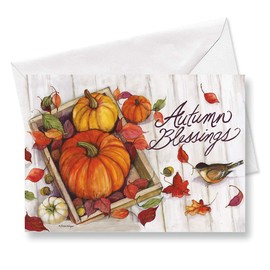 Current Autumn Blessings Thanksgiving Greeting Cards Set - Themed Holiday Card Variety Value Pack, Set of 8 Large 5 x 7-Inch Cards, Envelopes Included, by Susan Winget