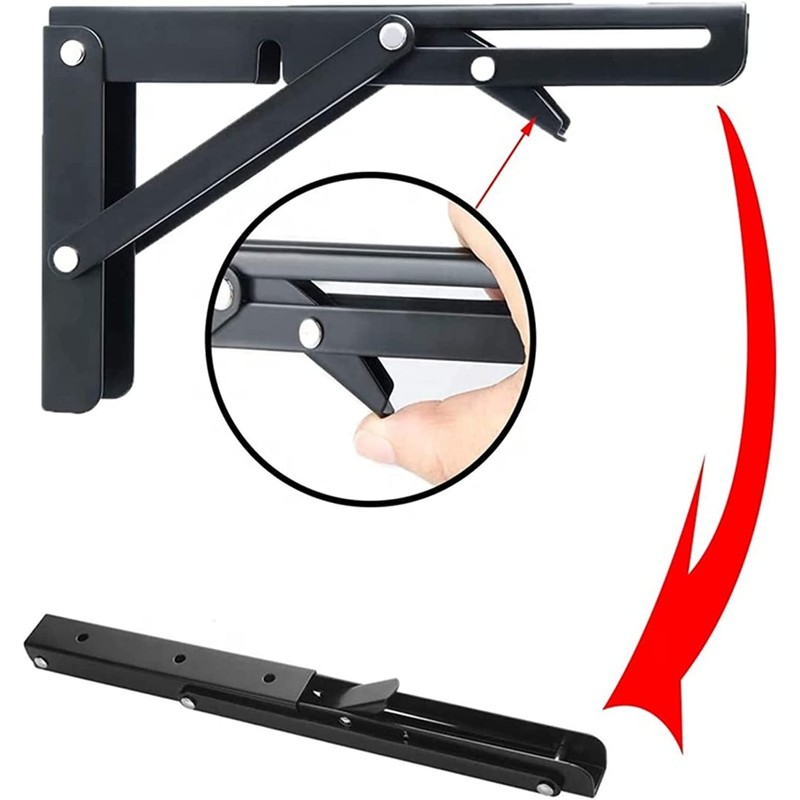 2 Pack Folding Shelf Bracket 12IN Metal Triangle Table Bench