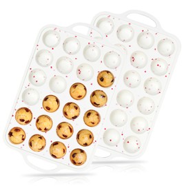 POPYEAH 2Pack Silicone Muffin Pan for Baking with Metal Reinforced Frame, 12 Cup Regular Size Cupcake Pan, BPA Free Silicone Muffin Tray, Cupcake Baking Pan Molds for Oven Dishwasher Safe (4, White)