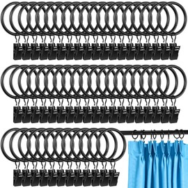 Curtains Ring Clip, Metal Curtain Ring with Hook, Sliding Eyelet Curtain Rings, Curtains Rings with Clips for Window Bathroom Kitchen