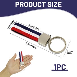 CAIHINIER French Flag Keyring Made of Canvas and Metal Ring, Not Easy to Break Fashion, Rustproof and Lightfast, Italian Flag Keyring, Unit size