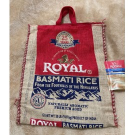 Royal Basmati Rice Burlap Bag Zipper Handle Reusable Hippie Tote NO RICE 20#size