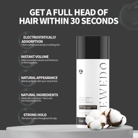 LEWEDO Hair Building Fibers 25G with Precision Spray Applicator - Electrostatic Adsorption for Instant Thicker Hair, Waterproof & Natural Look, Suitable for Men & Women​ (Black)