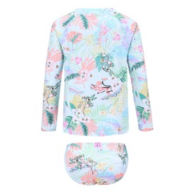 Girls Two Piece Rash Guard Swimsuits Set Long Sleeve Bathing Suit with UPF 50+ Sun Protection Kids Sunsuits Swimwear Set Light Blue Flowers 5T