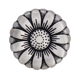 Bezelry 12 Pieces Morning Flower Metal Shank Buttons. 20mm (3/4 inch) (Antique Silver)