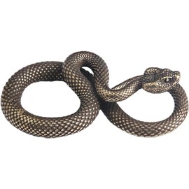 Zenarao Bronze Snake Figurine Decor High Simulation Fantasy Brass Vintage Style Snake Statue for Office Snake Sculpture for Desktop, Bronze, Home Décor Products