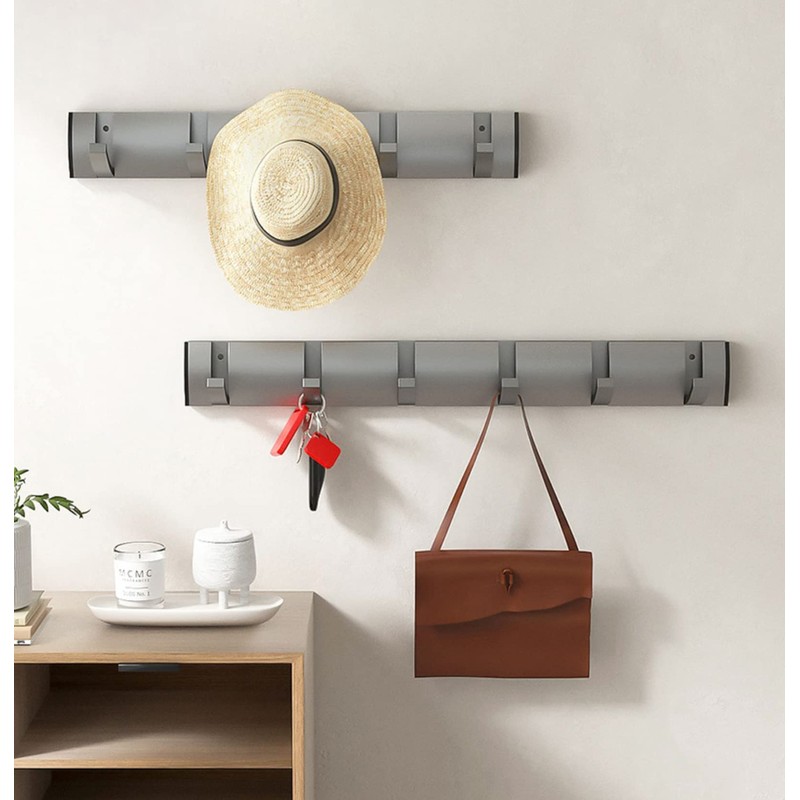 Coat Rack Wall Mounted with 3 Retractable Hooks, Heavy Duty