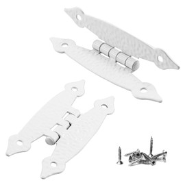 Waziaqoc 2Pcs H Cabinet Hinge, White Offset Hinge Hammercraft Flush Door Hinge Decorative Flat Hinges with Mounting Screws for Cabinet Closet Wooden Box, 3.5” x 1.5”