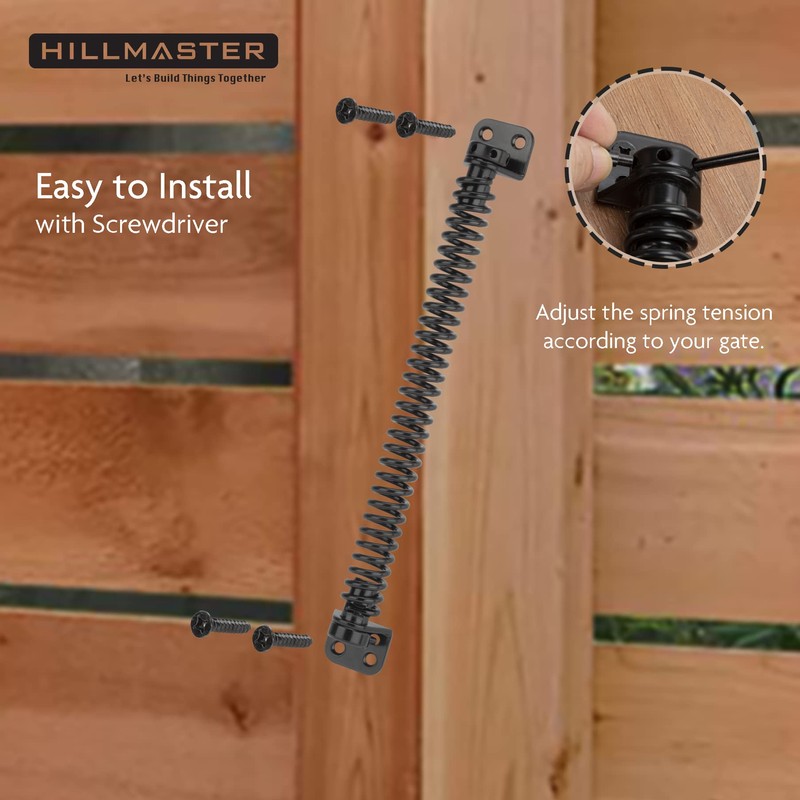 HILLMASTER 12" Gate Spring Self Closing Outdoor Door Spring Automatic