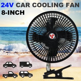 Unbranded 8In 24V Car Summer Cooling Fan Oscillating Portable Rotatable Clip Cooler Auto