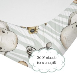 HawSkgFub Safari Jungle African Animals Fitted Standard Baby Crib Sheet Boy Girl, Giraffe Lion Tiger Elephant Zebra Toddler Mattress Cover, Soft Stretchy Nursery Bed Sheets Decor Kids Gift 52” x 28”
