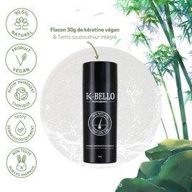 Natürliche & VEGANO K-Bello Haarfasern – Keratinpulver zur Abdeckung von Glatzen, Haarausfall, Haarausfall & Ausdünnung des Haares – Hair Fiber für Damen und Herren (30 g, Mittelbraun)
