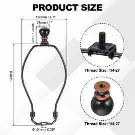 PATIKIL 8 Inch Lamp Harp Kit with Finial, 1 Set Detachable Lamp Shade Bracket Holder, DIY Lighting Accessories for Table Lamps Floor Lamps, Black