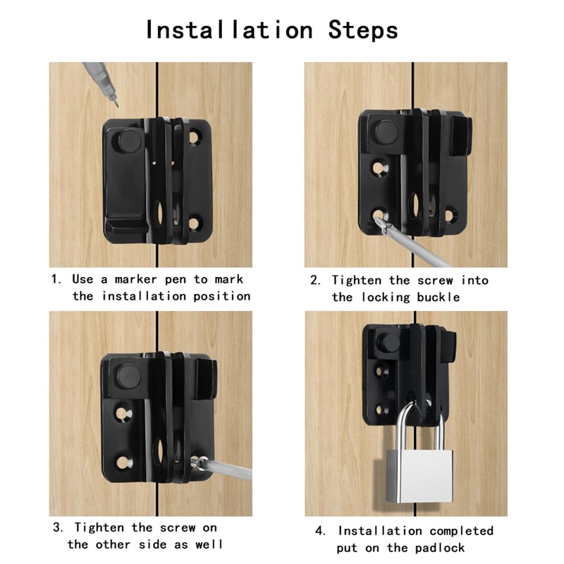 Locking Lock Bolt, Stainless Steel Deadbolt Lock 2 in 1