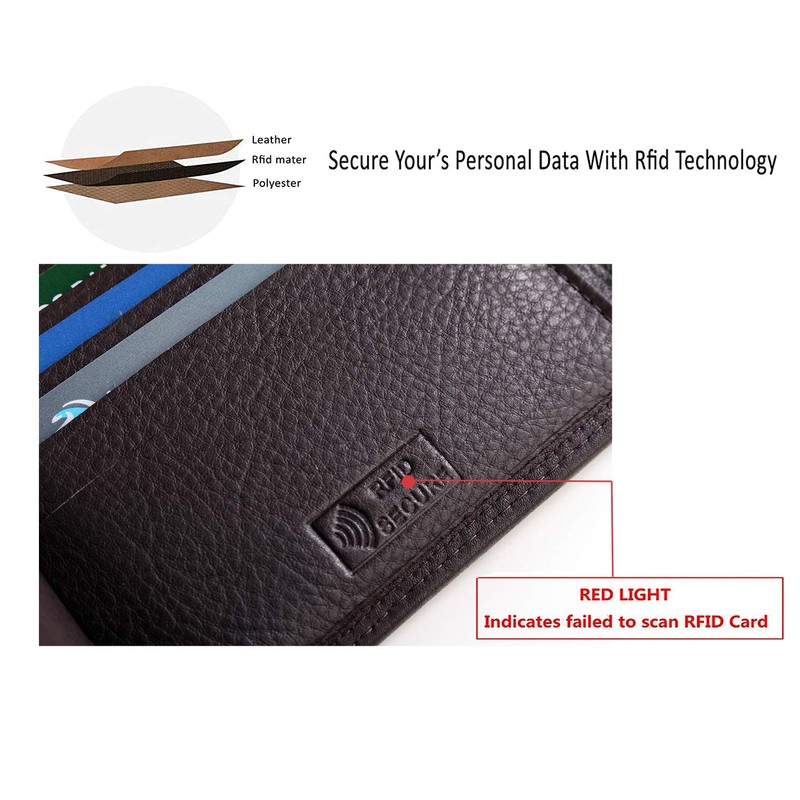 Wedmay Genuine Leather Wallet with RFID for Men's Coin Compartment