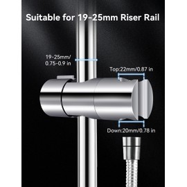 Magichome Shower Head Holder for 19-25MM Riser Rail, Adjustable Shower Rail Rod Clamp Holder Bracket, Chrome Plated