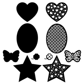 Ideen mit Herz Cutting Dies | Shapes with Background | 10 Pieces | Heart, Star, Butterfly, Clover, Oval | Suitable for All Standard Die Cutting Machines