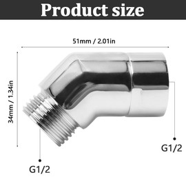 lyualma Hand Shower Adapter 135 Degree Shower Hose Adapter Extension with Rubber Seal Angle Piece for Hand Shower
