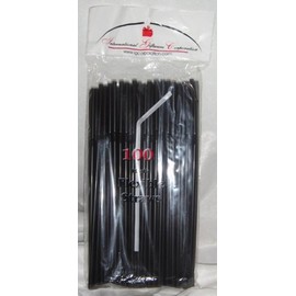 500 Drinking Straws - Flex/Flexible Drinking Straws - Black - Luau - Wedding - Party - Anniversary Supplies