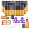 Easytle Essential Oil Roller Bottles, 24 Pack Amber Glass Balls
