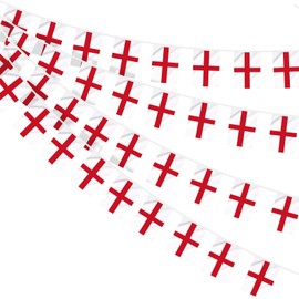AhfuLife England Flag Banner for St. George's Day Decorations, 60 Pcs English Flags Bunting - 65.6 Ft Double Sided for Euro 2024 Football Party Decorations Home Bar Club Decor (5.51× 8.26 in-2 Packs)
