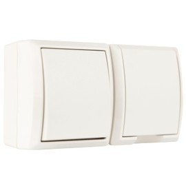 REV REV AquaForm, Steckdose - A/W Schalterkombi, IP44, einpolig, Aufputz, weiss