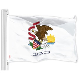 G128 Combo Pack: American USA Flag 3x5 Ft & Illinois IL State Flag 3x5 Ft | Both LiteWeave Pro Series Printed 150D Polyester, Brass Grommets