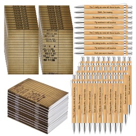 Sayglossy 50 Set Book Lover Gifts Library Card Notebook with Lovers Ballpoint Pens Bulk Due Date Notepad bookkeeper Gifts for Book Fans Readers Writers Book Club Employee Appreciation Office Gifts