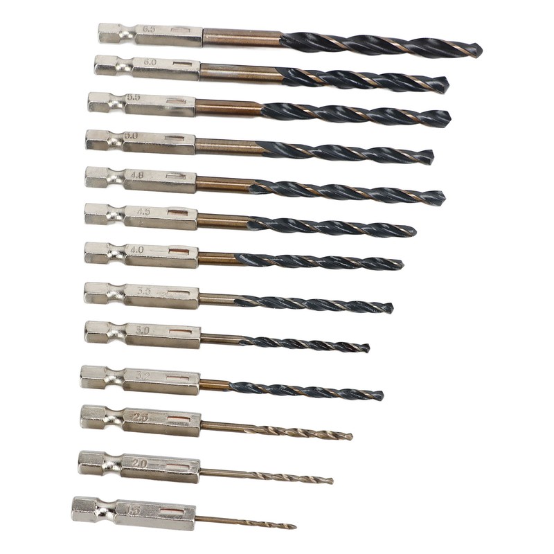 13Pcs Twist Drill Bit 1/4in Hex Shank 1.5‑6.5mm Fast Change