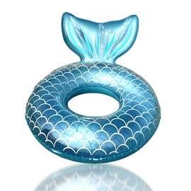 Pool Inflatables Swimming Ring for Kids Rubber Rings,70cm Blue Mermaid Inflatable Swim Rings Pool Floats Tube,Children Inflatable Pool Ring Toy Floaties for Girls 4-10 Beach Summer Party Water Sport