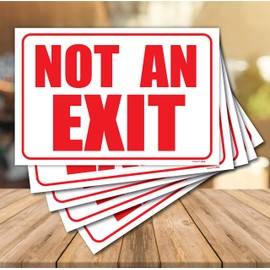 (5 Pack) Not an Exit Signs for Business 10"x7" Self Adhesive No Exit Sign for Door, Office, and Business.