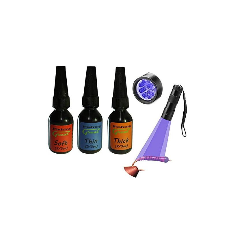 GREATFISHING Fly Tying UV Clear Glue and Power Light Combo