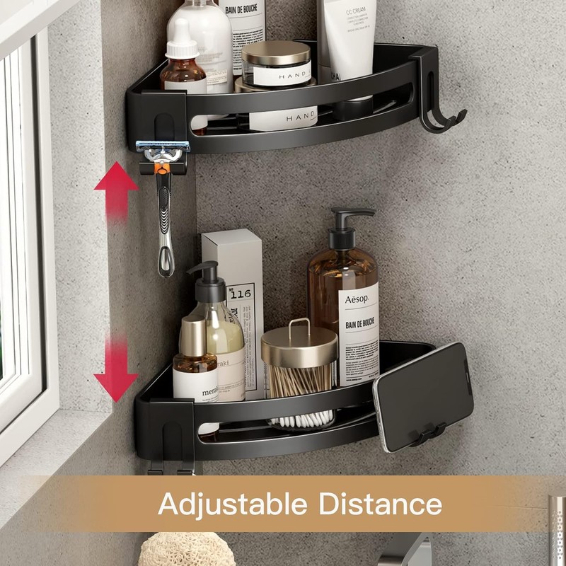 VOLPONE 3-Pack Black Triangle Shower Caddy, 3-Tier Corner Shelves, Rustproof