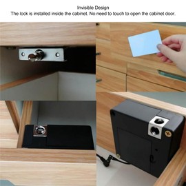 Electronic Cabinet Lock, Programmable Hidden DIY RFID Locks with Sensor Card, Invisible Cabinet Lock for Wooden Cabinets, Cabinets, Drawers, Cabinets