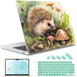 May Chen Compatible with MacBook Air 13.6 inch Case 2022 Release Model A2681, Plastic Hard Shell Case with Keyboard Cover for MacBook Air 13.6 M2 Chip Retina Display&Touch ID, Hedgehog Watercolor